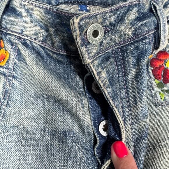 Antik Denim Floral Embroidered Jean Shorts 30 Cutoffs Distressed Boho Hippie - Picture 7 of 8